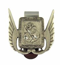 N.G. Pewter Saint Christopher Protect Us Angel Wings Auto Visor Clip, 1 3/4 Inch picture