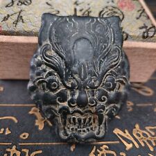 7.2CM Chinese Hongshan Culture Old Jade Carving Black Exquisi Statue Pendant2051 picture
