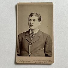 Antique CDV Photograph Handsome Man Great Hair Turners Falls MA ID Partenheimer picture