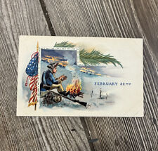 Vintage Revolutionary War George Washington February 22nd Embossed Postcard  picture