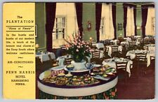THE PLANTATION AIR CONDITIONED PENN HARRIS HOTEL HARRISBURG PA VINTAGE POSTCARD picture
