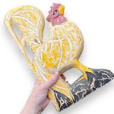 Carved Wood Rooster Chicken Hen Rustic Primitive Yellow 16