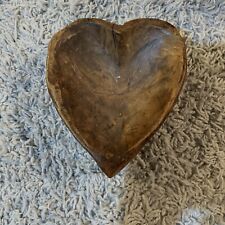 Vintage Wooden Heart Shaped bowl/dish  5.5 x 6 x 2.5 In picture