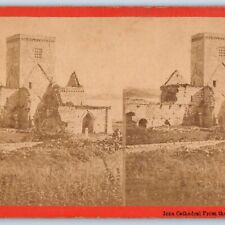 1870s Scotland Iona Abbey Cathedral Ruin Stereoview Photo FS Hunt Bridgeport V27 picture