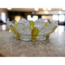 Duncan Miller Glass Bowl Yellow Clear Paneled Daisy& Buton 7.5