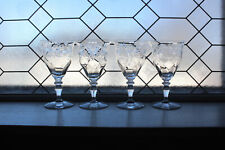 4 Antique Hawkes Cut Crystal Wine Goblets Flower & Swag with 6030 Stem picture