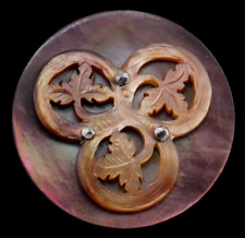 Large Antique Carved Pearl Shell BUTTON NICE 1&5/16 picture