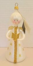 Vintage De Carlini Italy Blown Glass Christmas Ornament Angel Glitter 6.5 Inches picture