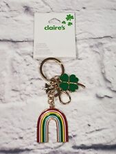 NEW Claire's Rainbow Shamrock Lucky Keychain picture