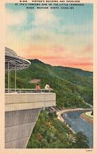 Postcard NC Fontana Dam Visitors Building Overlook Linen Vintage PC J2341 picture