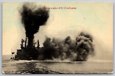 Vintage Postcard Firing a Saloo of 8, 12 inch Guns from Battleship *C5586 picture