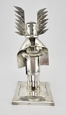 Jeffrey Castillo Sterling Silver Navajo Crow Mother Warrior Kachina Statue 4.75 picture