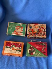 Vintage Set Christmas Cardboard Candy Box Merry Christmas Santa Happy New Year picture