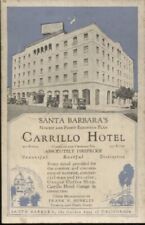 VINTAGE 1928 ADVERTISING POSTCARD- CARRILLO HOTEL- SANTA BARBARA,CALIF. picture