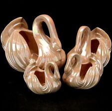 MCM Swan Planters Hand Crafted Ceramic Iridescent Pink Set of 4 Signed MM picture