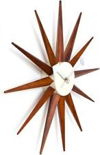 George Nelson Sun Burst Clock Wall Hanging Type 47cm Wood Brown Reproduction New picture