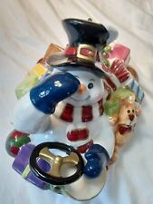 2004 Tomsky Cookie Jar Snowman In Car Present Trees Candy Cane Teddy Bear  picture