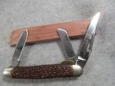 VINTAGE CROSMAN 910 STOCKMAN KNIFE LOCKBLADE & SERRATED BLADE SECONDS NOS picture