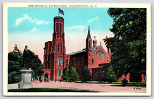 Washington, D.C., Smithsonian Institution, Statue, Antique, Vintage Post Card picture