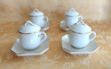 4 Sets 1960s Royal Copenhagen Covered Chocolate Cup & Saucer Rare White & Gilt picture