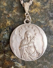 Exquisite Sterling Silver Religious Mary Immaculate League Large Medal &SS Chain picture