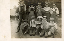 1910s RPPC Group of Young Men in Overalls Eating Watermelon Roanoke, Illinois picture