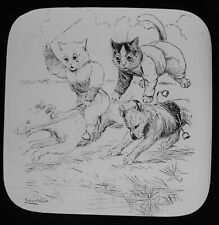 LOUIS WAIN COMICAL CATS - NOT HAPPY C1890 VICTORIAN Magic Lantern Slide picture