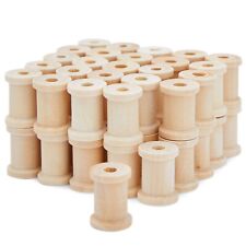 50 Pack Empty Wooden Thread Spools for Arts and Crafts, 0.75 x 1 In, 0.6 cm Hole picture