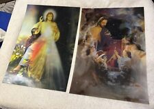 Set of 2 Vintage Lenticular Religious Pictures picture