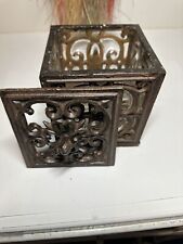 19th Century Vintage Iron Box with Caged Bubble Glass Reproduction picture