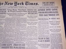1938 OCT 22 NEW YORK TIMES - JAPANESE ENTER CANTON, FIRES RAGE IN CITY - NT 697 picture