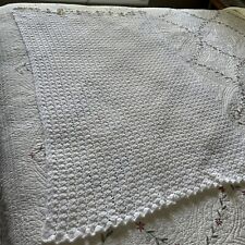 Handmade Crochet Afghan Lap Baby Blanket Throw Vintage White picture