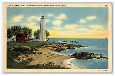 c1940's Old Tower Light Lighthouse Point Park New Haven Connecticut CT Postcard picture