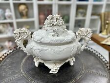 Large Vintage STUNNING Bisque White Italy Soup Tureen capodimonte Style Flowers picture
