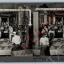 c1900s Chicago, IL Sausage Link Factory Machine Girl Real Photo Stereoview V45 picture