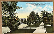 El Paso Texas Rio Grande Residential Street Antique Postcard c1910 picture