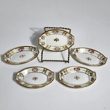 Nippon Hand Painted Gold Cross Porcelain Salt / Sauce Dishes Set Of 5 Vintage picture