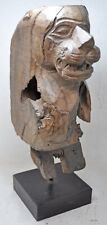Antique Wooden Heavy Solid Lion Figurine Original Old Fine Hand Carved picture