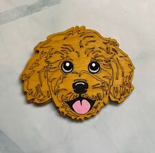 Golden doodle dog magnet -wooden handpainted doodle dog refrigerator magnet picture
