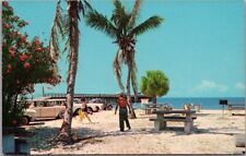 1960s FORT MYERS BEACH, Florida Postcard Public Beach Scene / Fishing Pier View picture