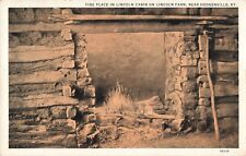 Hodgenville KY Kentucky, Lincoln Farm Cabin Fireplace, Vintage Postcard picture