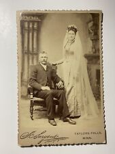 Vintage 1890 Cabinet Card Husband Sitting Victorian Wife Her Hand On Chair picture