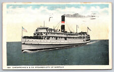 A329 Postcard Vintage Steamer Of Norfolk Chesapeake S.S. Co. White Borde Posted picture