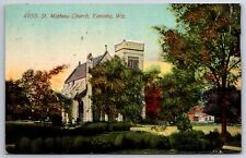 Kenosha Wisconsin~St Matheus Church Grounds View~SH Knox Vintage Postcard picture