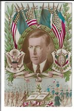 Gorgeous President Woodrow Wilson WWI Postcard Graphic Colors French Made picture