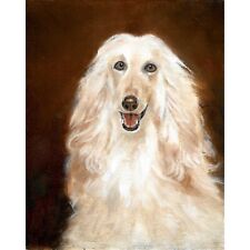 ✿ Original Oil Portrait Painting AFGHAN HOUND Artist Signed Puppy Dog Artwork picture