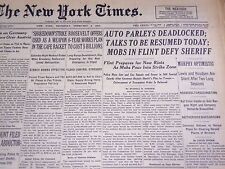 1937 FEB 4 NEW YORK TIMES - AUTO PARLEYS DEADLOCKED MOBS DEFY SHERIFF - NT 1289 picture