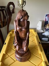 hand carved vintage Hawaiian table lamp picture