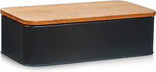 Bread Bin with Bamboo Lid, 42.5 X 23 X 13 Cm, Black picture