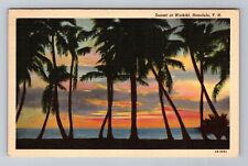 Honolulu HI-Hawaii, Colorful Sunset On Waikiki Beach, Vintage c1949 Postcard picture